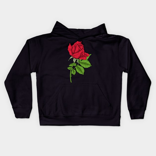 Red rose Kids Hoodie by katerinamk